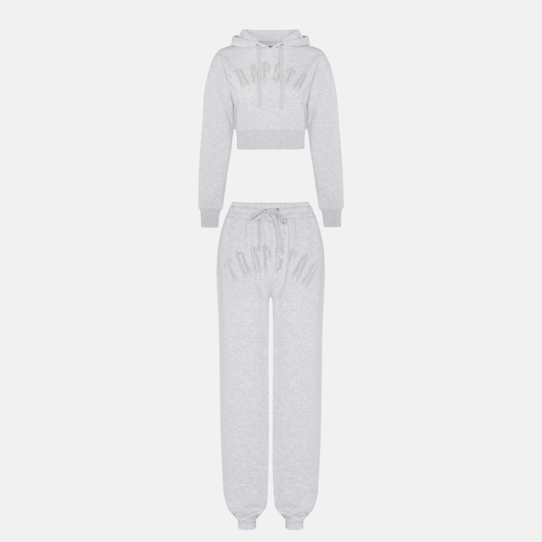 Trapstar Women's Irongate Stud Cropped Tracksuit - Grey - No Sauce The Plug