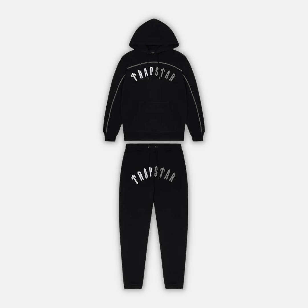 Trapstar Irongate Arch Chenille Hooded Tracksuit - Black Monochrome Edition - No Sauce The Plug