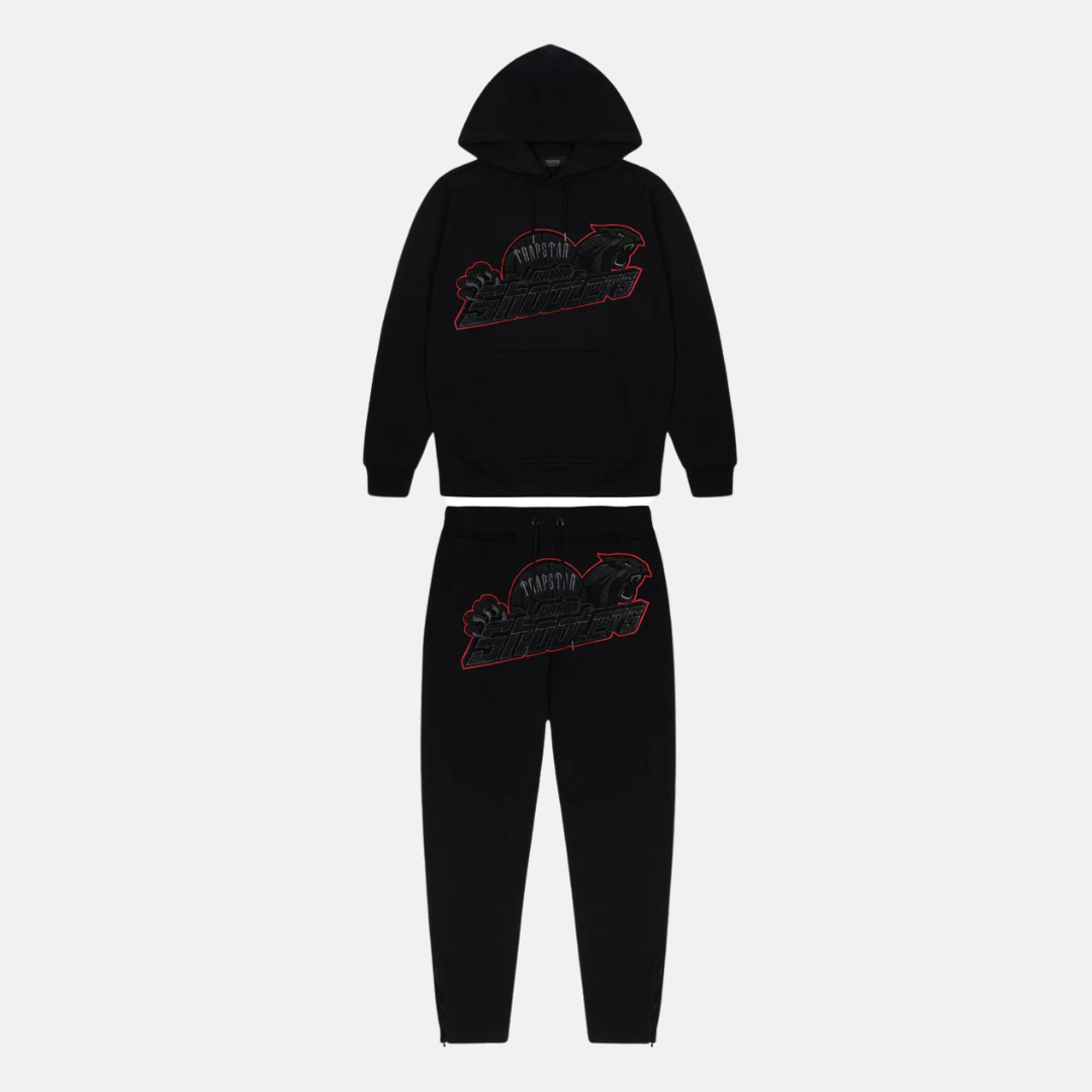 Trapstar London Shooters Hooded Tracksuit - Black / Red - No Sauce The Plug