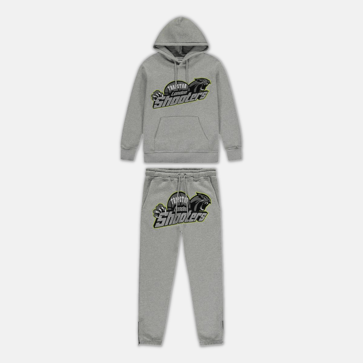 Trapstar Shooters Hooded Tracksuit - Grey/Lime - No Sauce The Plug