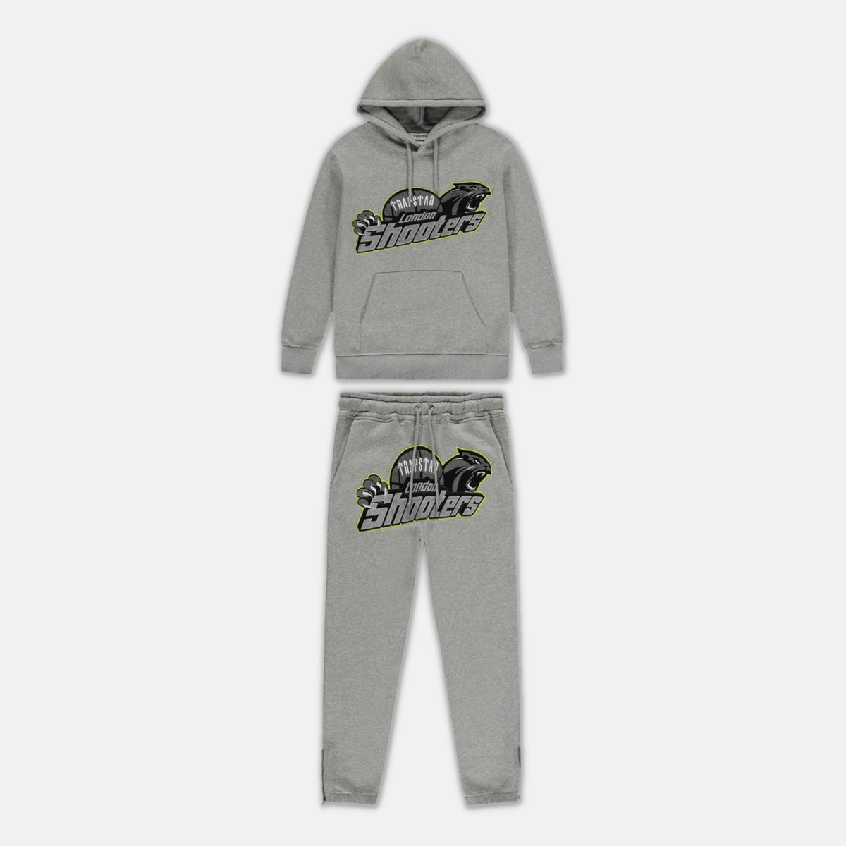 Trapstar Shooters Hooded Tracksuit - Grey/Lime | No Sauce The Plug