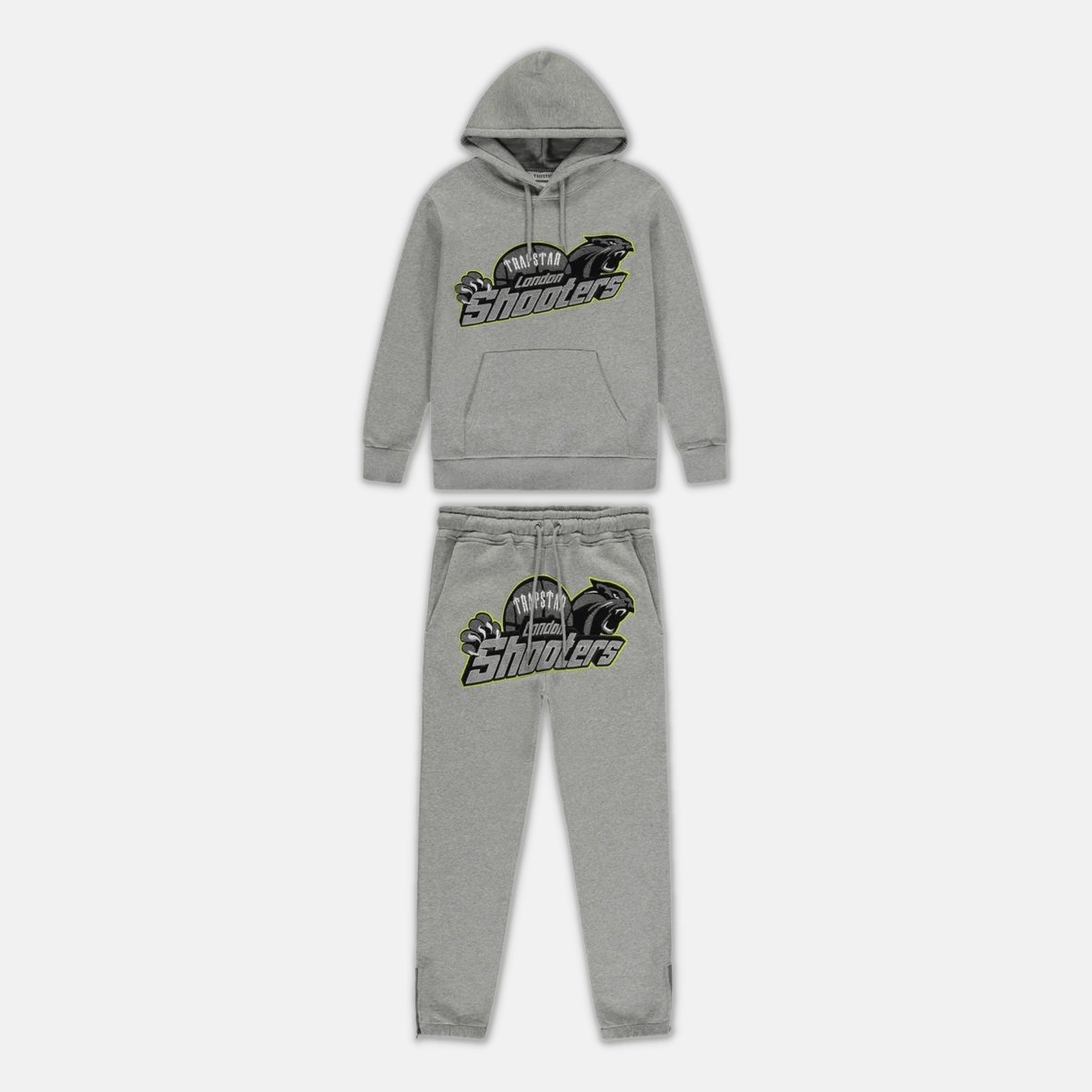 Trapstar Shooters Hooded Tracksuit - Grey/Lime | No Sauce The Plug