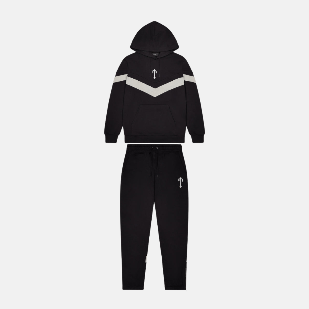 Trapstar V-Stripe Hooded Tracksuit - Black/Grey - No Sauce The Plug