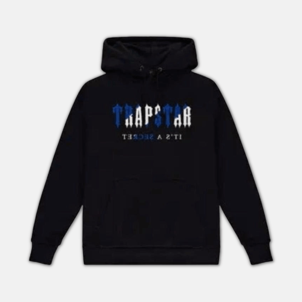 Trapstar Chenille Decoded Hoodie - Black/Dazzling Blue - No Sauce The Plug