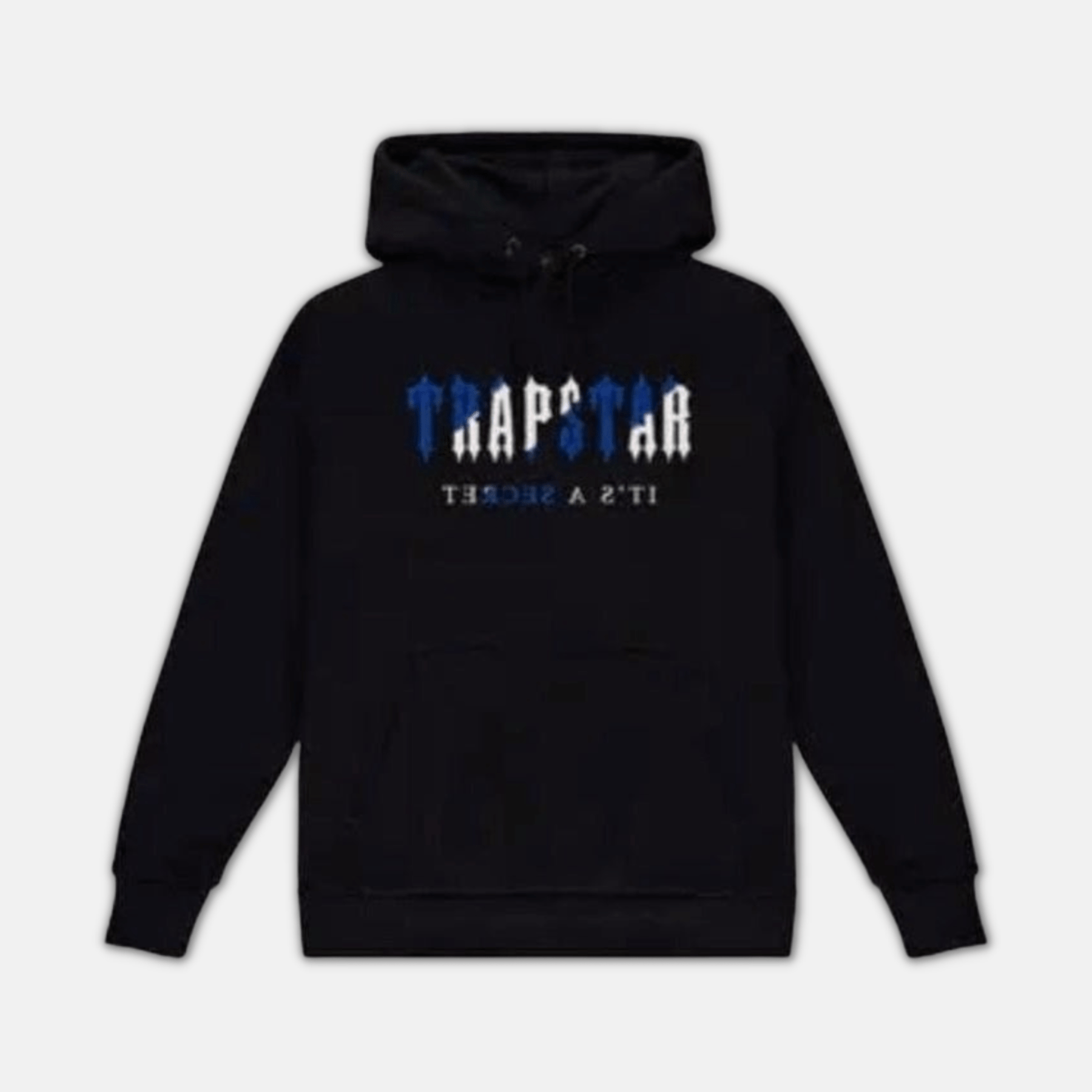 Trapstar Chenille Decoded Hoodie Black Dazzling Blue No Sauce The Plug
