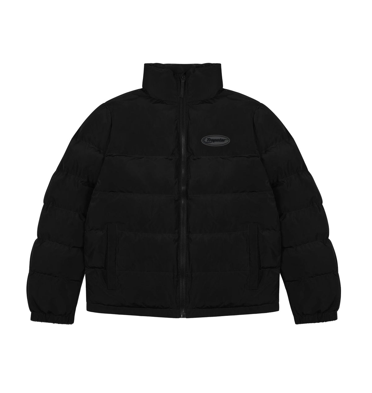 trapstar hyperdrive puffer jacket in black and white