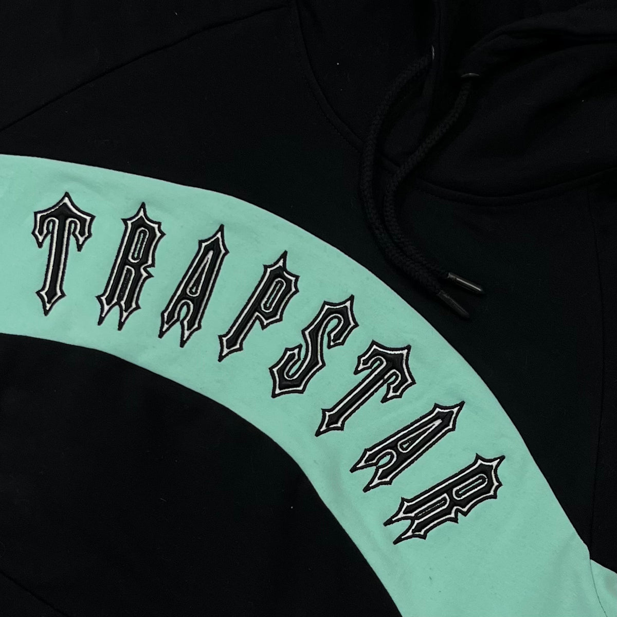 Women’s Trapstar 3D Embroidered Irongate Arch Panel Hooded Tracksuit - Black / Mint - No Sauce The Plug